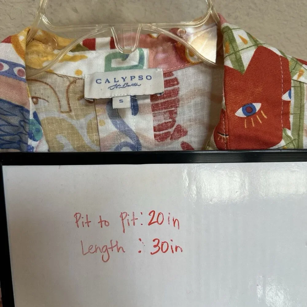 CALYPSO ST BARTH Small Linen Sardina Beach Italian Shirt Button Down  Cover Up - Picture 10 of 10